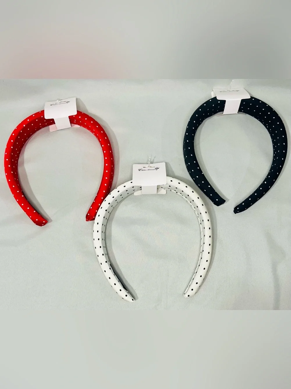 Polka Dot Padded Headband - Red, White & Black (3-Pack)